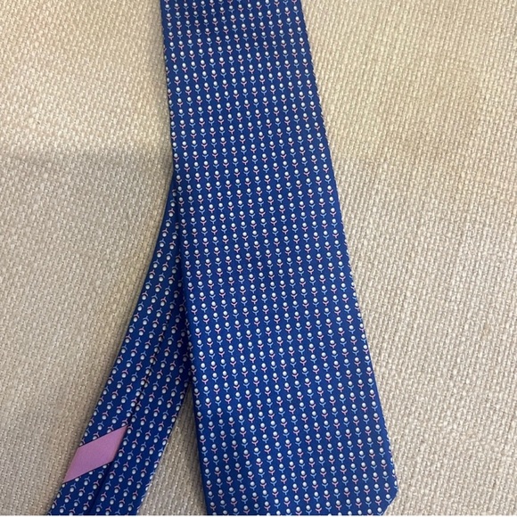 Salvatore Ferragamo Blue and Pink Patterned Tie